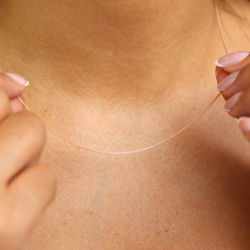 Chaîne gourmette en argent sterling plaqué or rose, taille diamant, 35 à 81 cm