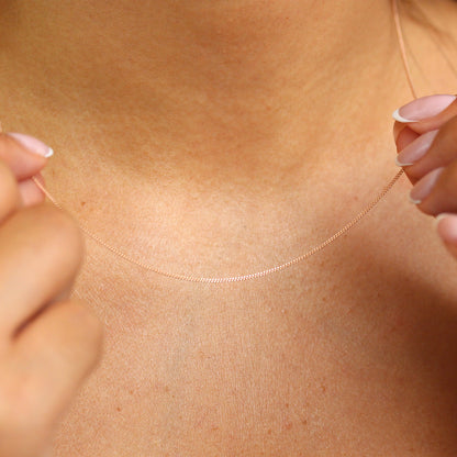 Chaîne gourmette en argent sterling plaqué or rose, taille diamant, 14 à 32 pouces