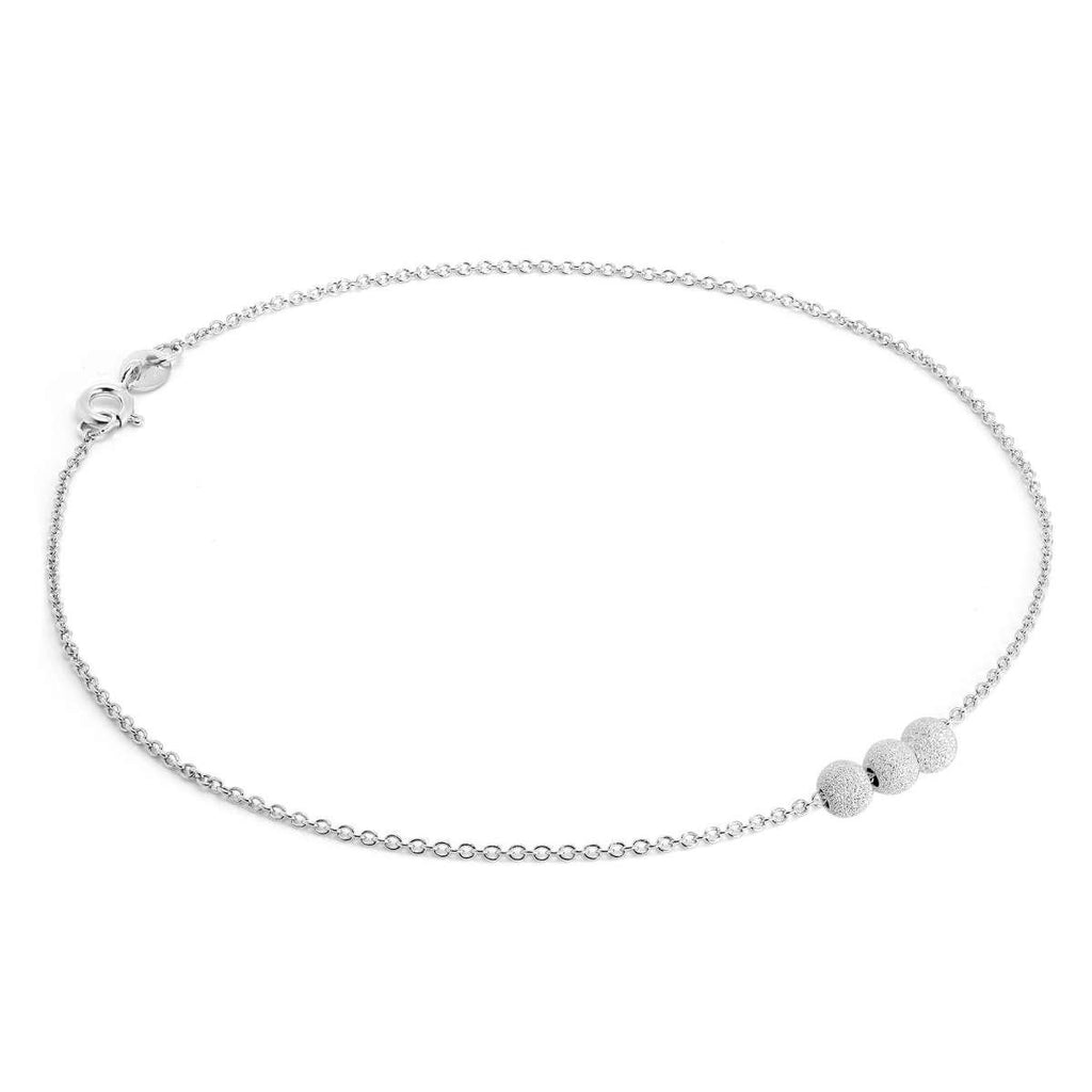 Chaîne de cheville Belcher en argent sterling avec 3 perles givrées