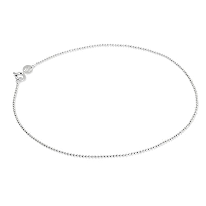 Chaîne de cheville en argent sterling avec perles de 1 mm
