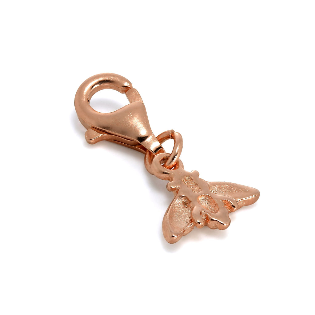Breloque à clip en argent sterling plaqué or rose en forme d'abeille