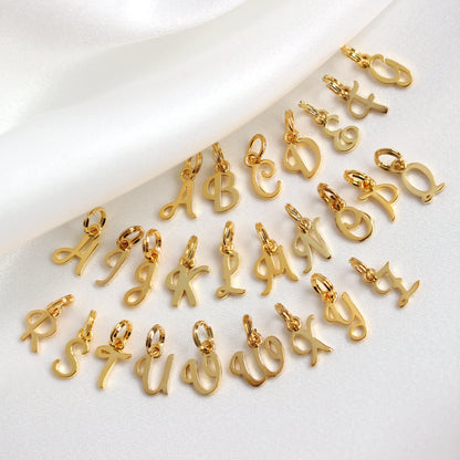 Breloque en argent sterling plaqué or avec lettres de l'alphabet A à Z