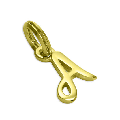 Breloque en argent sterling plaqué or avec lettres de l'alphabet A à Z
