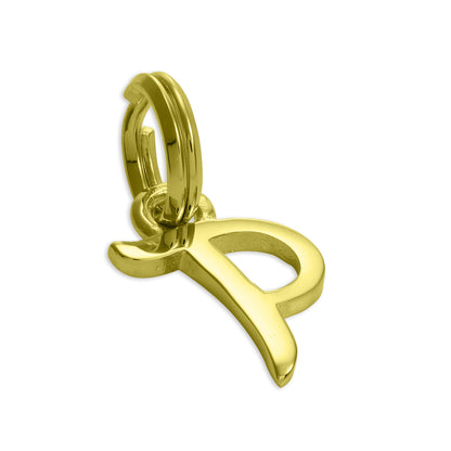 Breloque en argent sterling plaqué or avec lettres de l'alphabet A à Z
