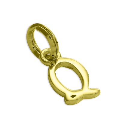 Breloque en argent sterling plaqué or avec lettres de l'alphabet A à Z