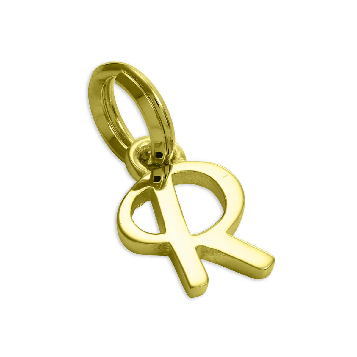 Breloque en argent sterling plaqué or avec lettres de l'alphabet A à Z