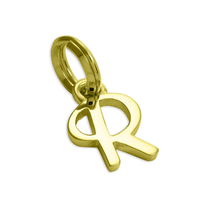 Breloque en argent sterling plaqué or avec lettres de l'alphabet A à Z