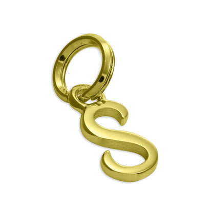 Breloque en argent sterling plaqué or avec lettres de l'alphabet A à Z