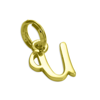 Breloque en argent sterling plaqué or avec lettres de l'alphabet A à Z