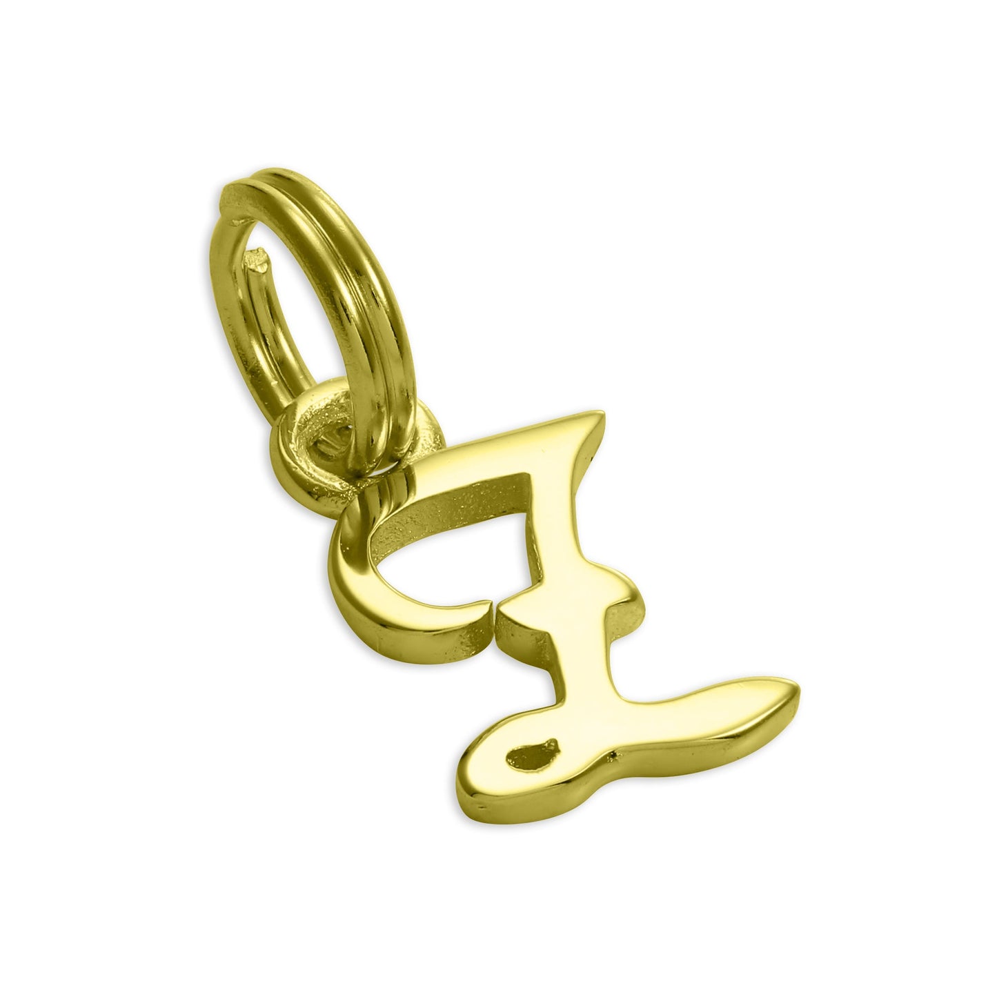 Breloque en argent sterling plaqué or avec lettres de l'alphabet A à Z
