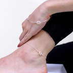 Bracelet de cheville marguerite en argent sterling