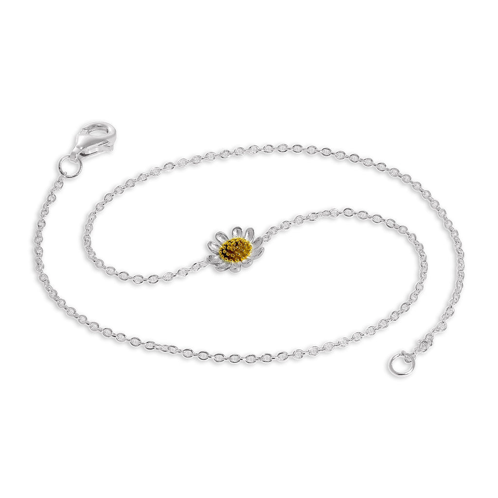 Bracelet de cheville marguerite en argent sterling
