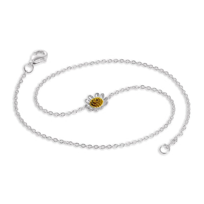 Bracelet de cheville marguerite en argent sterling
