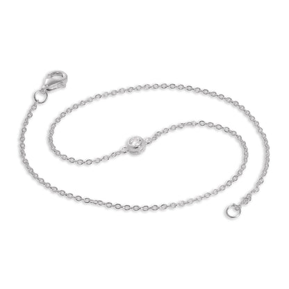 Bracelet de cheville en argent sterling et cristal CZ rond de 5 mm