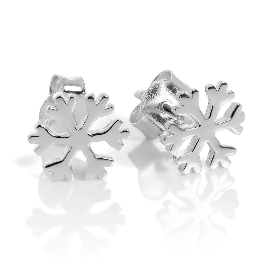 Boucles d'oreilles à tige en argent sterling en forme de flocon de neige