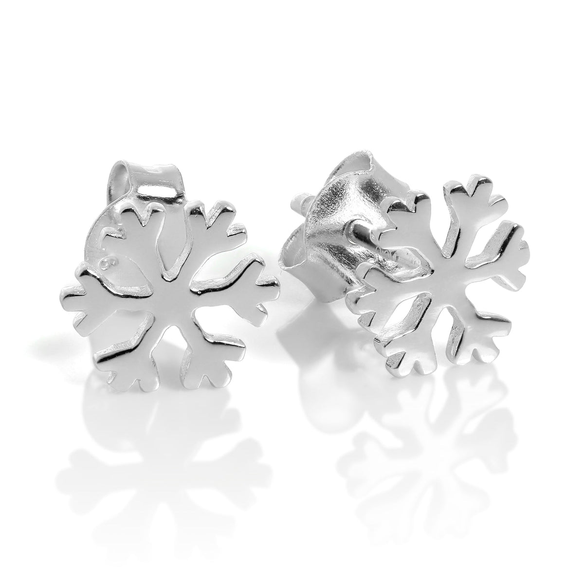 Boucles d'oreilles à tige en argent sterling en forme de flocon de neige