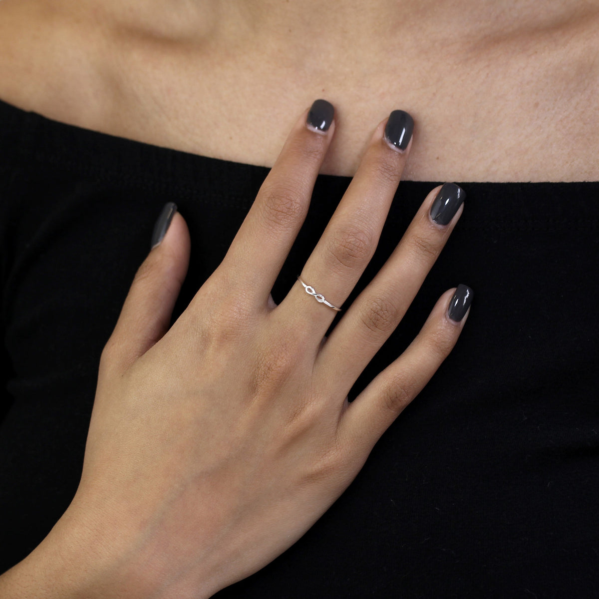 Bague empilable en argent sterling avec boucle infinie de 1 mm, tailles 48 à 65