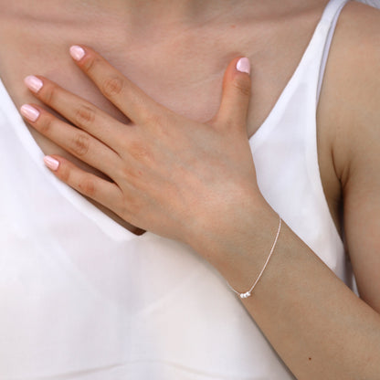 Bracelet triple boule de neige en argent sterling de 18 cm