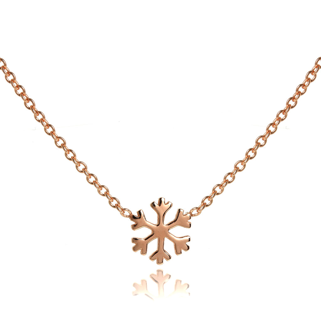 Collier flocon de neige en argent sterling plaqué or rose de 45 cm