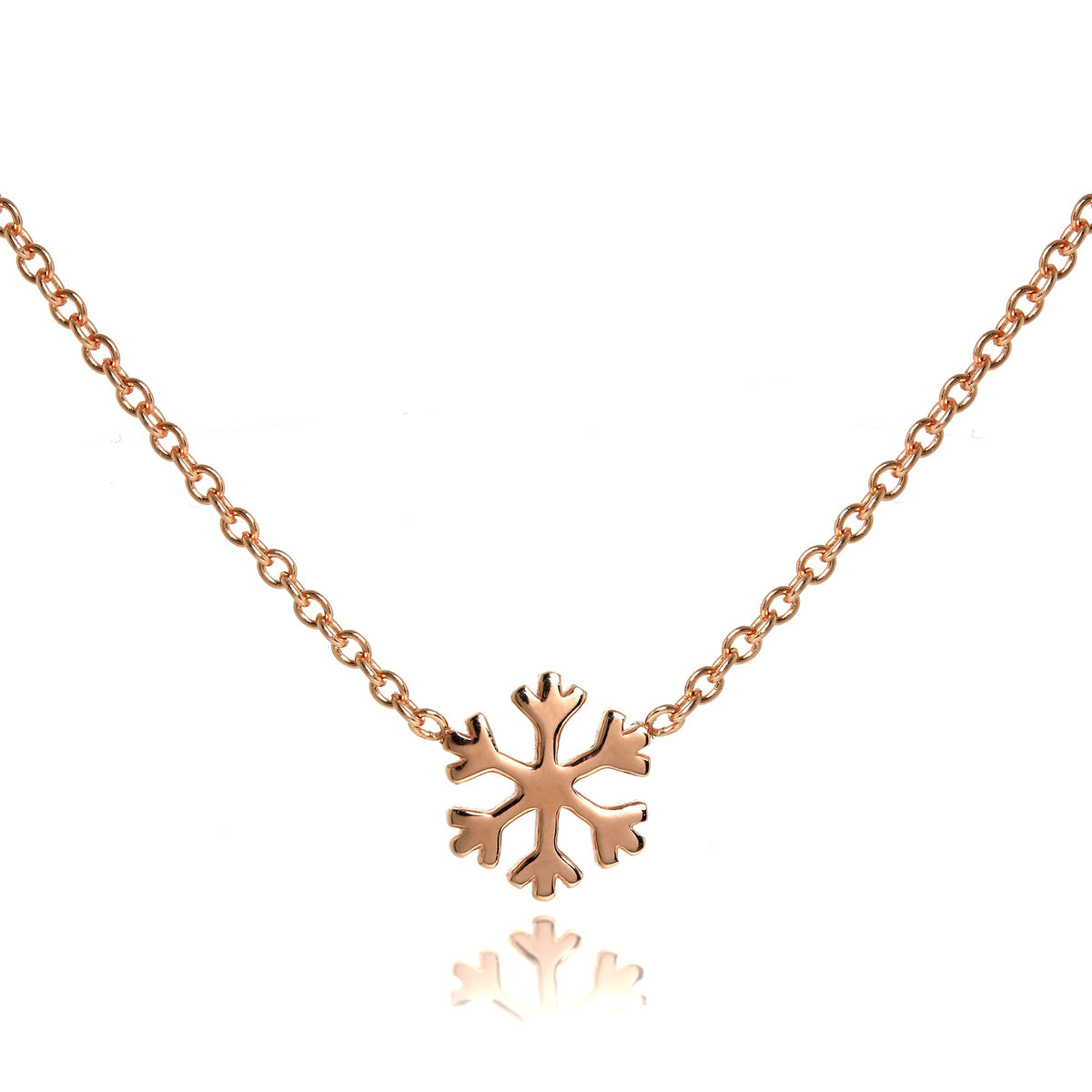 Collier flocon de neige en argent sterling plaqué or rose de 45 cm