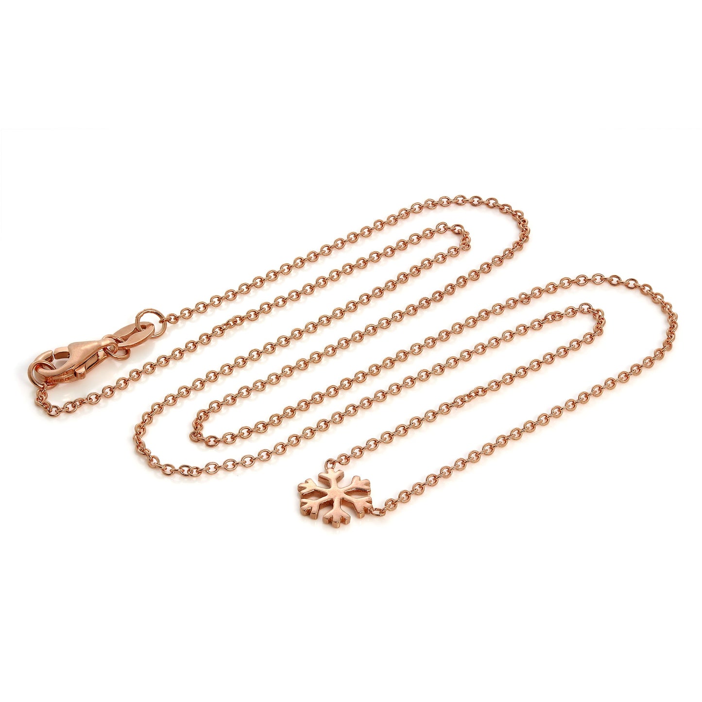 Collier flocon de neige en argent sterling plaqué or rose de 45 cm