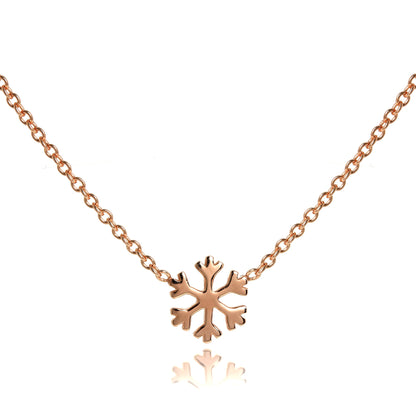 Collier flocon de neige en argent sterling plaqué or rose de 45 cm