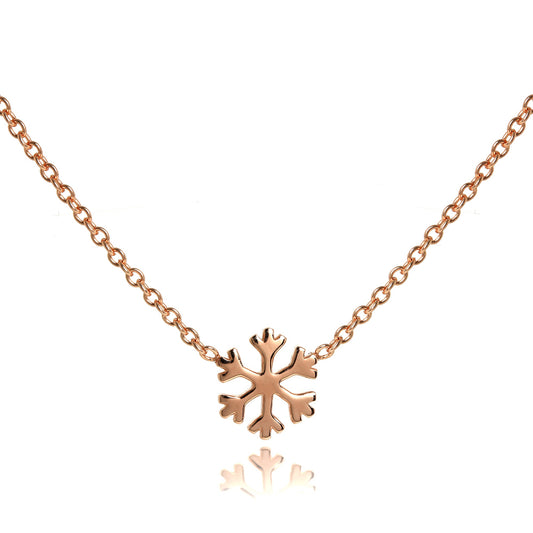 Collier flocon de neige en argent sterling plaqué or rose de 45 cm