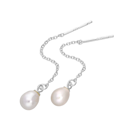 Boucles d'oreilles à enfiler en argent sterling et perles d'eau douce de 6 mm