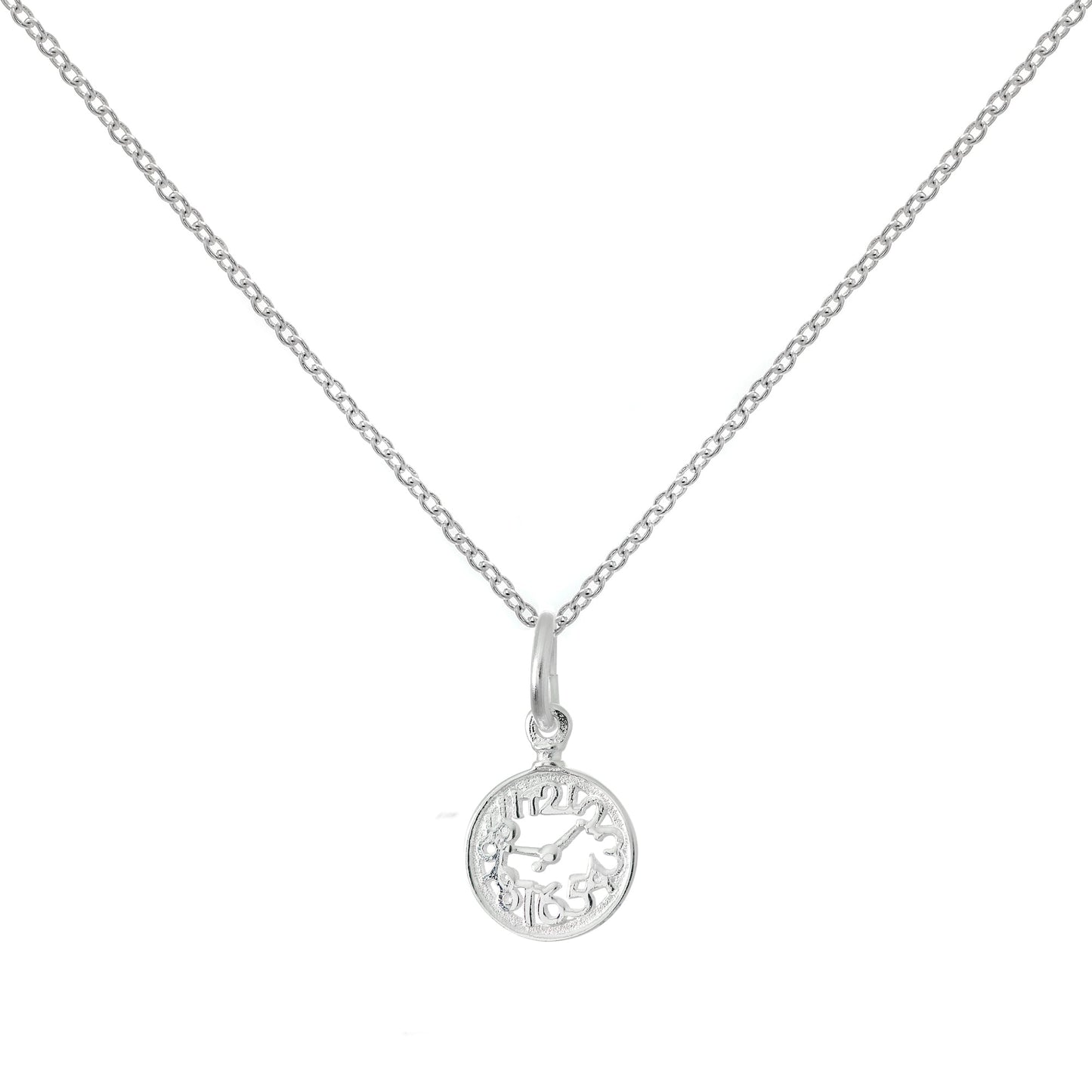 Collier horloge Alice au pays des merveilles en argent sterling sur chaîne de 40 à 55 cm