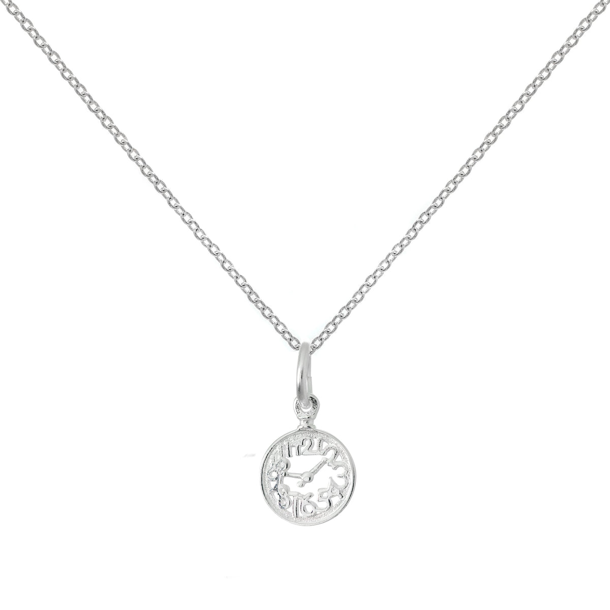 Collier horloge Alice au pays des merveilles en argent sterling sur chaîne de 40 à 55 cm