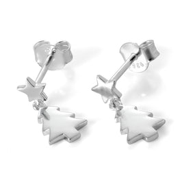 Boucles d'oreilles pendantes en argent sterling avec sapin de Noël et étoile