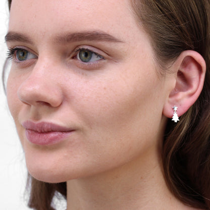 Boucles d'oreilles pendantes en argent sterling avec sapin de Noël et étoile