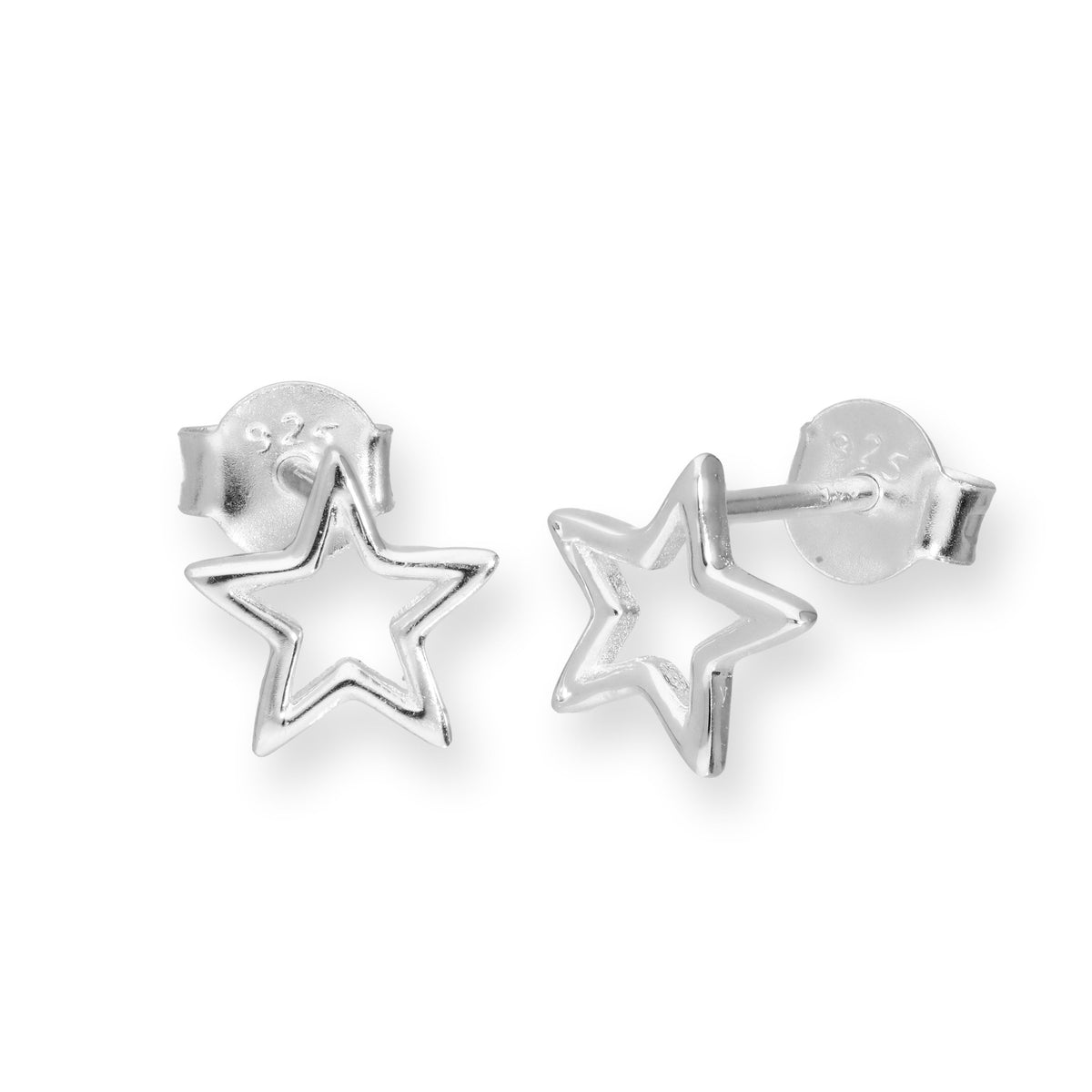 Boucles d'oreilles à tige en argent sterling avec étoile ouverte