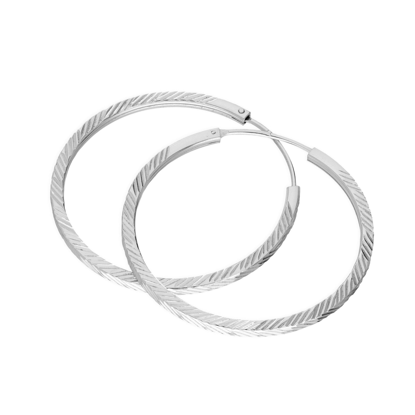 Boucles d'oreilles créoles dormeuses en argent sterling taille diamant de 35 mm