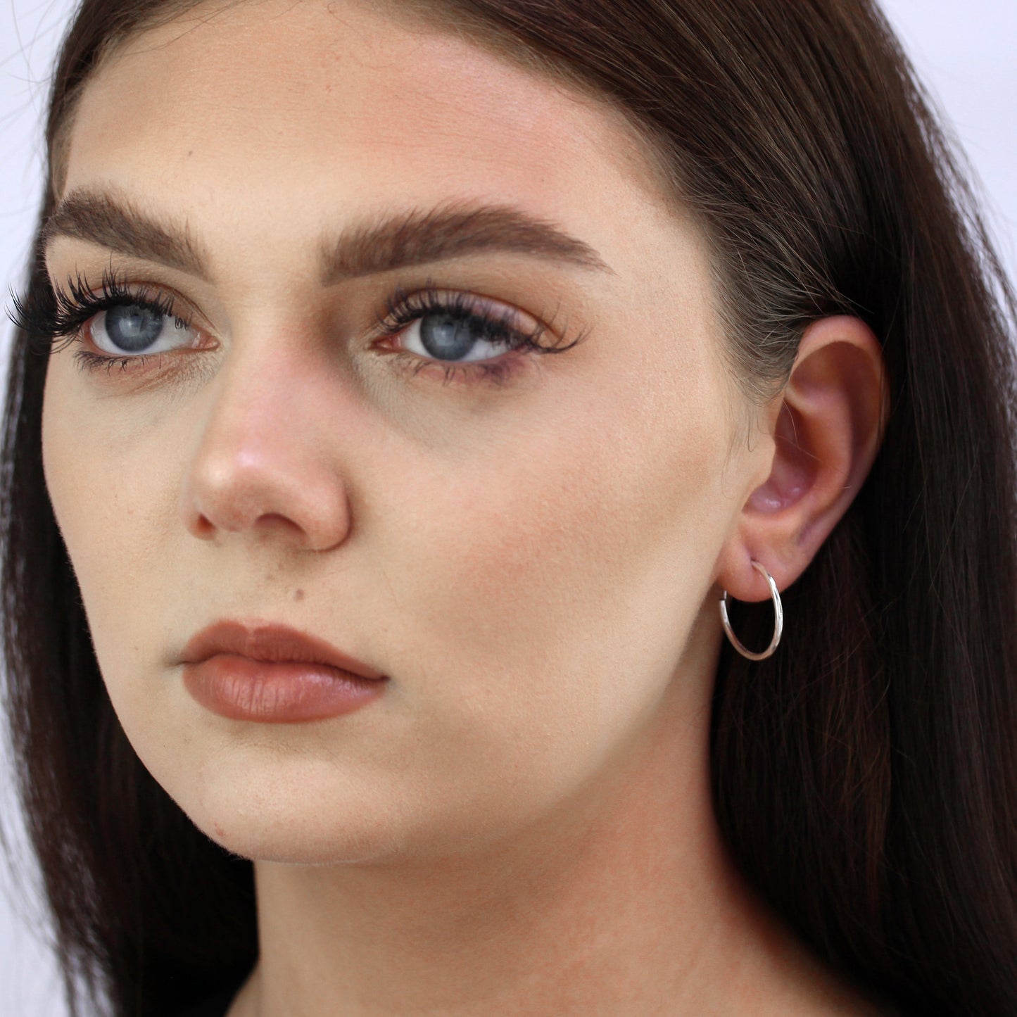 Boucles d'oreilles créoles à facettes en argent sterling de 20 mm, taille diamant