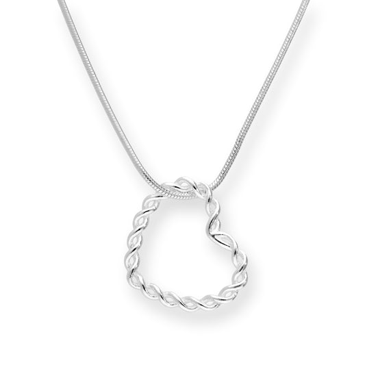 Collier avec pendentif cœur flottant torsadé en argent sterling