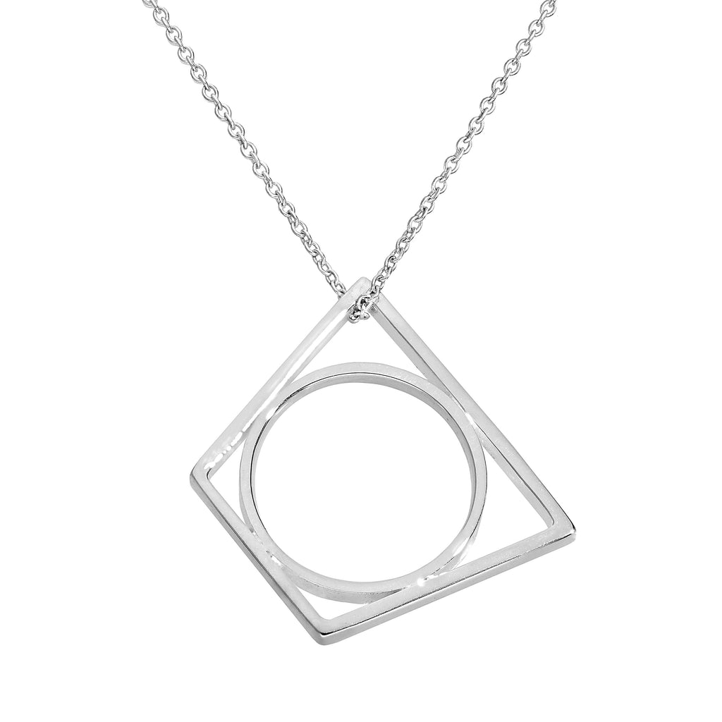 Bague trapèze empilable en argent sterling sur chaîne de 40 à 50 cm