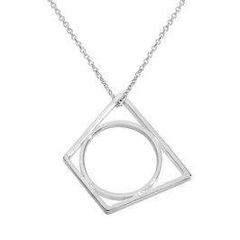 Bague trapèze empilable en argent sterling sur chaîne de 40 à 50 cm