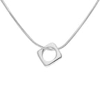 Collier fin avec pendentif carré en argent sterling