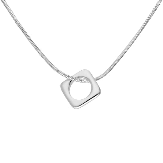 Collier fin avec pendentif carré en argent sterling