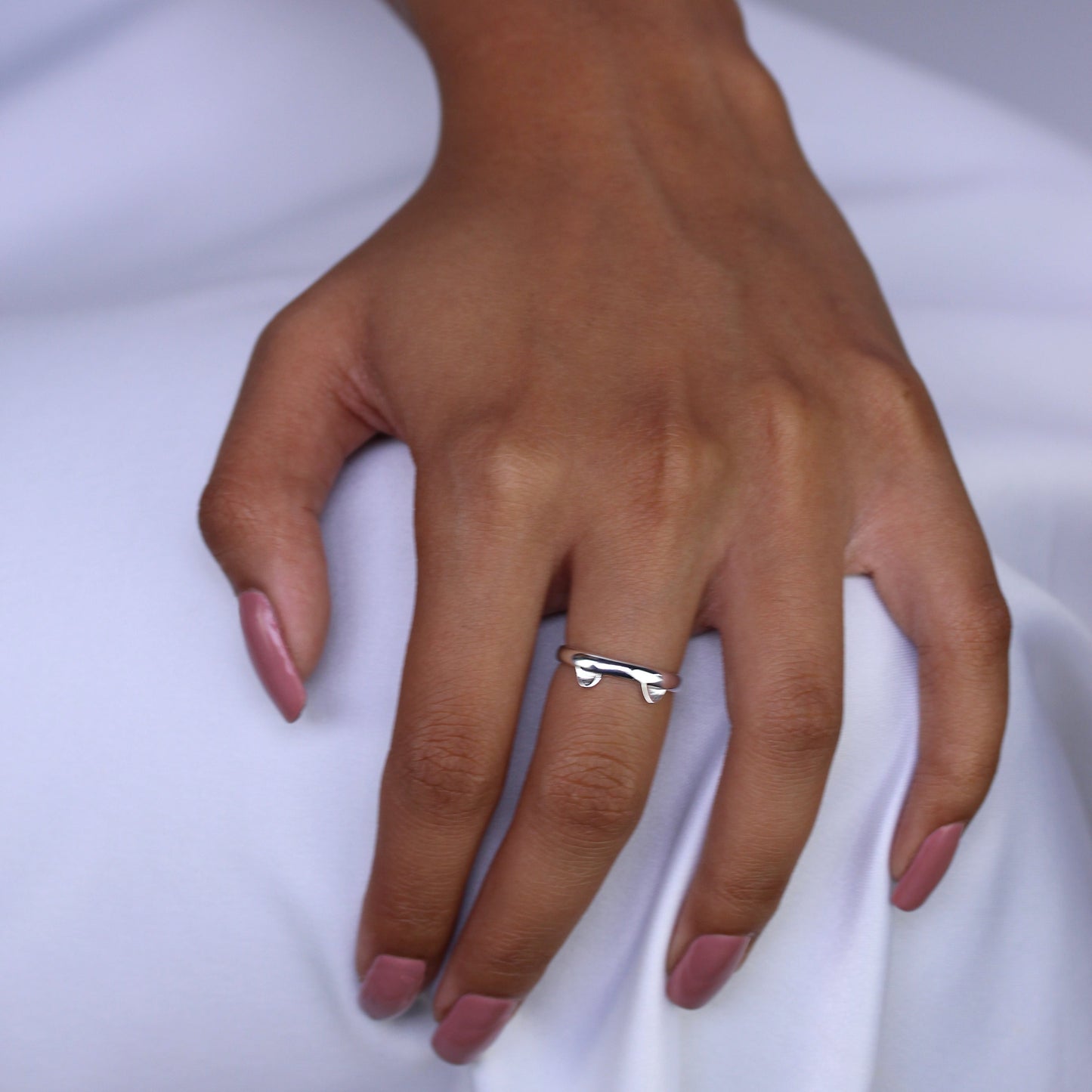 Bague d'orteil midi en argent sterling avec oreilles de chat
