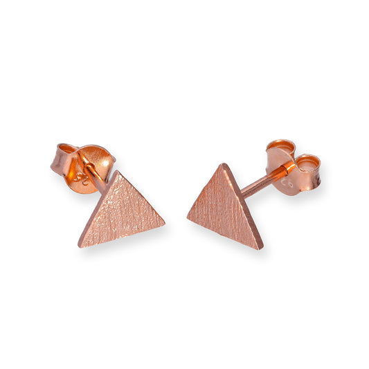Boucles d'oreilles à tige triangulaires plates en argent sterling plaqué or rose brossé
