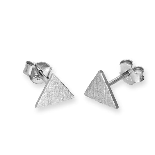 Boucles d'oreilles à tige triangulaires plates en argent sterling brossé