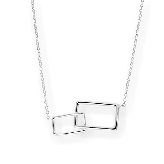 Collier en argent sterling à rectangles entrelacés avec chaîne de 45 cm