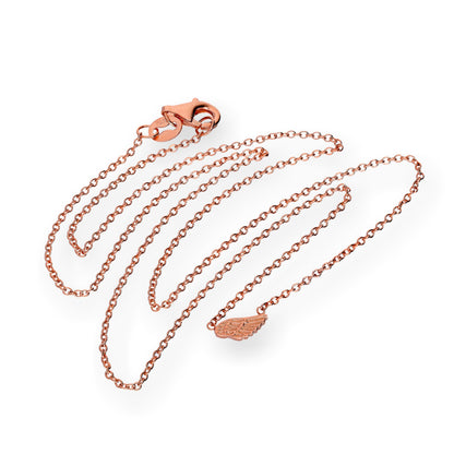 Collier aile en argent sterling plaqué or rose