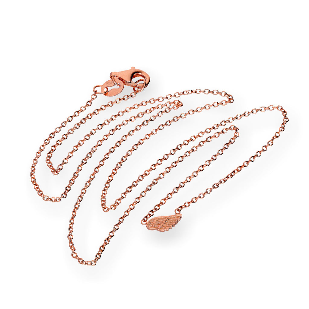 Collier aile en argent sterling plaqué or rose