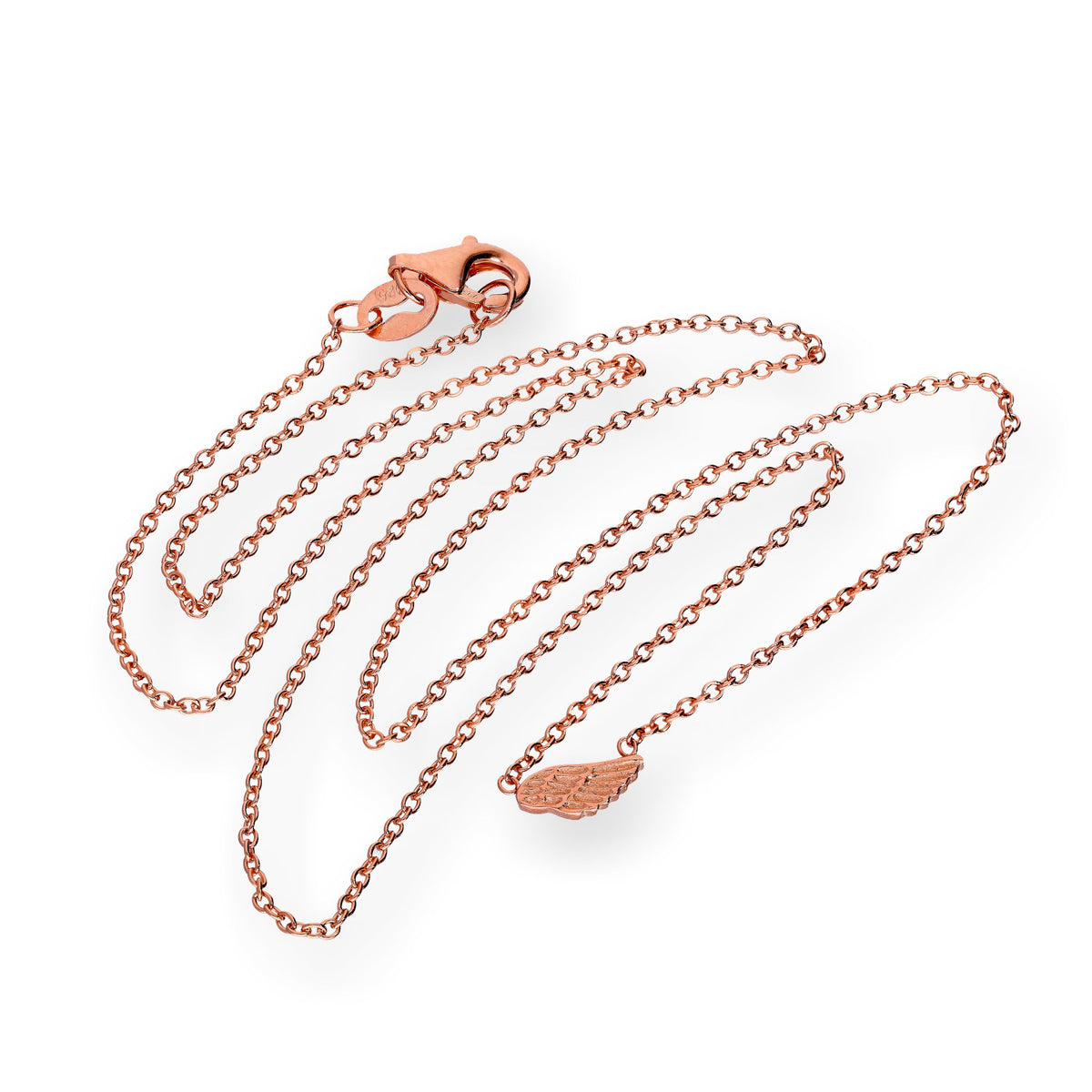 Collier aile en argent sterling plaqué or rose