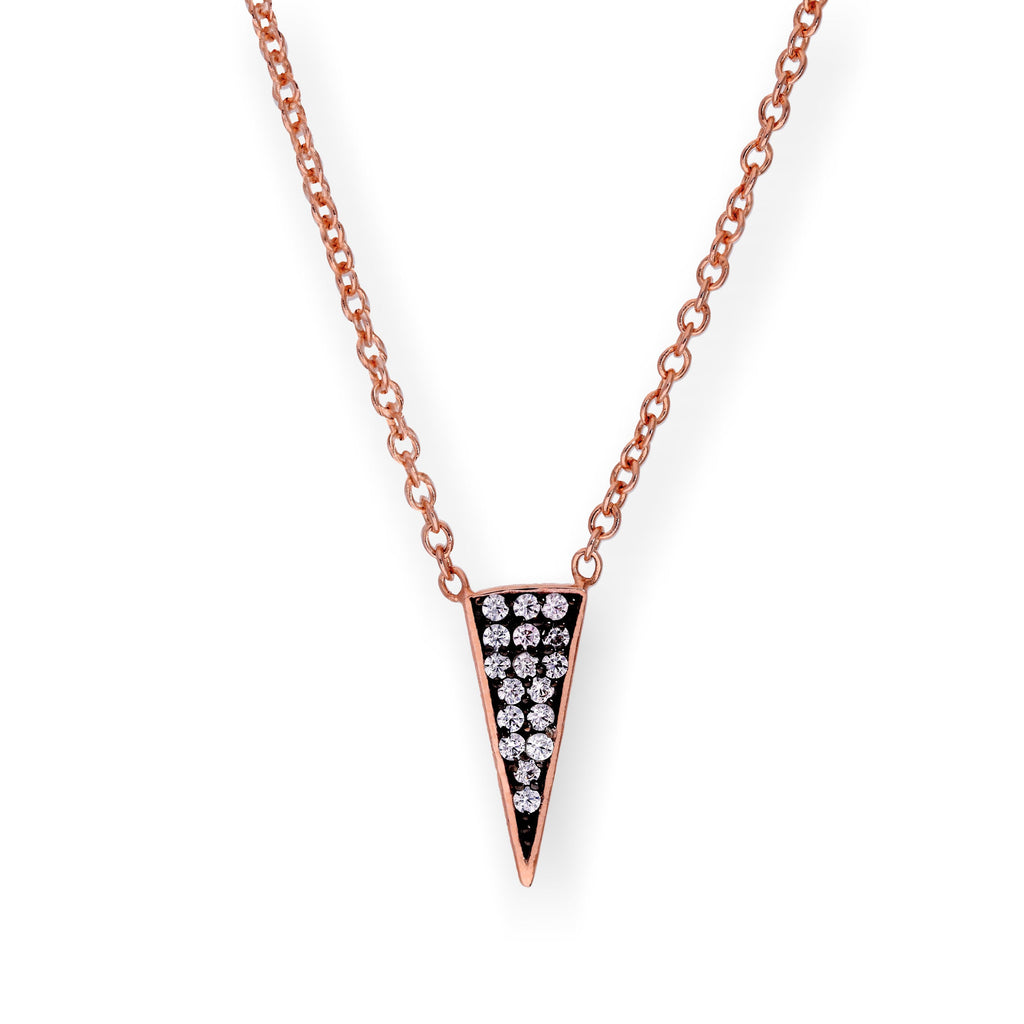 Collier triangulaire en argent sterling plaqué or rose et cristal CZ, 40 cm