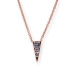 Collier triangulaire en argent sterling plaqué or rose et cristal CZ, 40 cm