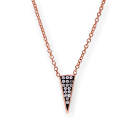 Collier triangulaire en argent sterling plaqué or rose et cristal CZ, 40 cm